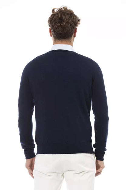 Elegant V-Neck Sweater in Sumptuous Blue