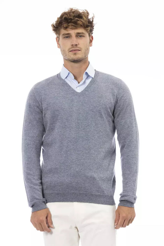 Elegant V-Neck Sweater in Light Blue