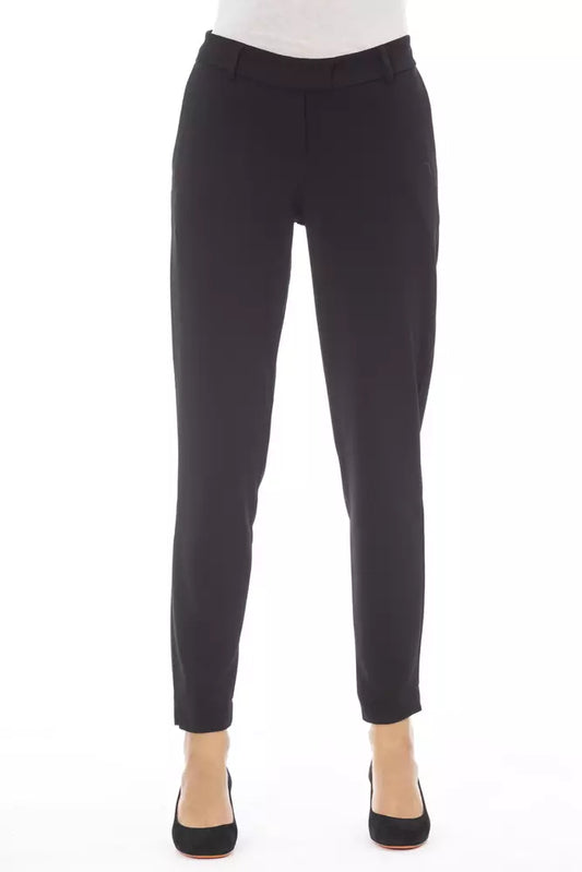 Elegant Black Trousers with Side Welt Pockets