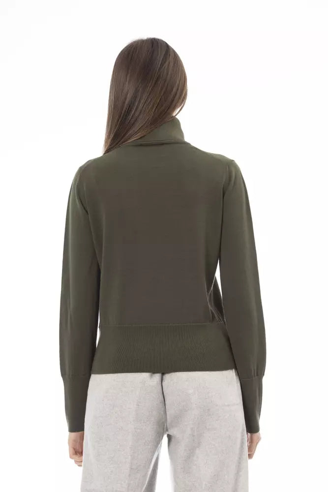 Emerald Elegance Merino Wool Turtleneck