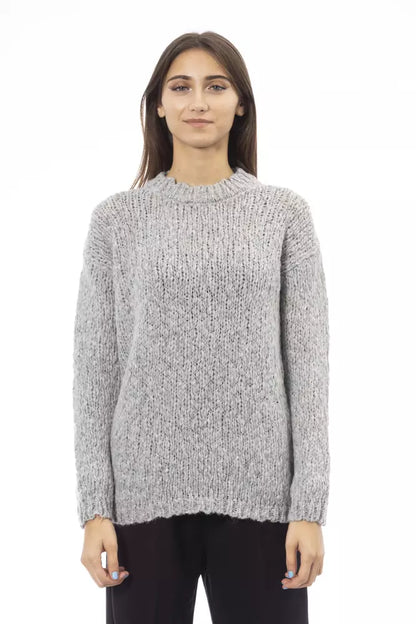 Elegant Gray Crew Neck Sweater