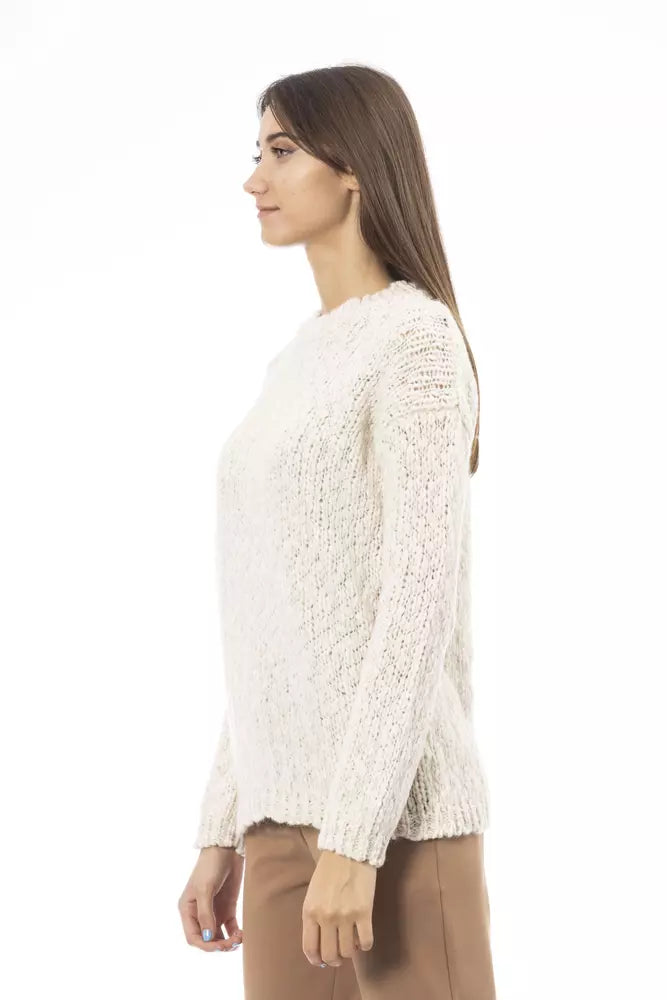 Elegant White Crew Neck Sweater