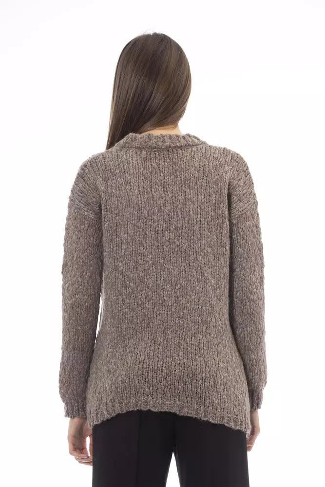 Elegant Crew Neck Alpaca Blend Sweater