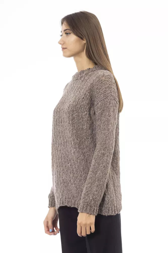 Elegant Crew Neck Alpaca Blend Sweater