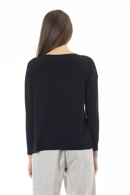 Elegant Crew Neck Sweater in Opulent Blue