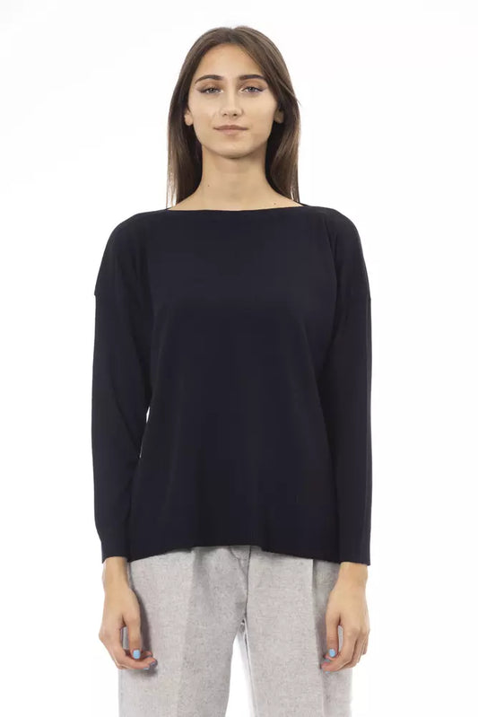 Elegant Crew Neck Sweater in Opulent Blue