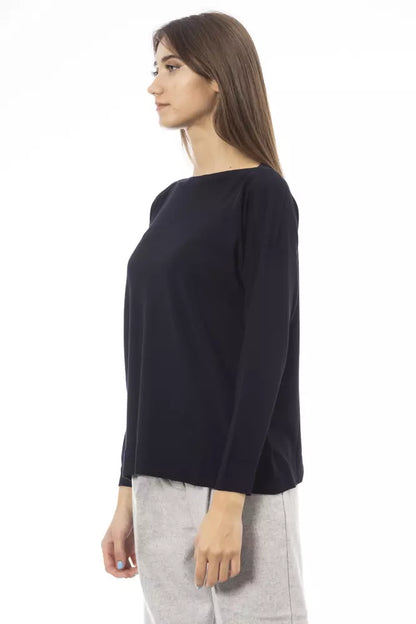 Elegant Crew Neck Sweater in Opulent Blue