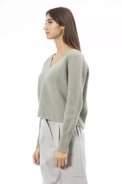 Emerald Elegance V-Neck Sweater - Cozy Chic