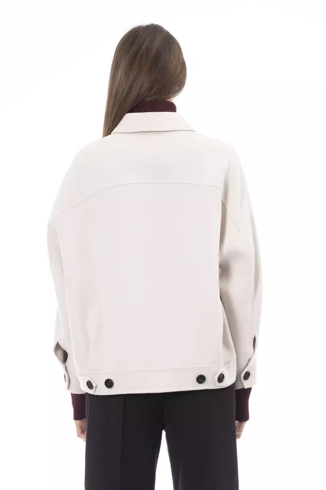 Chic Woolen White Shirt Jacket