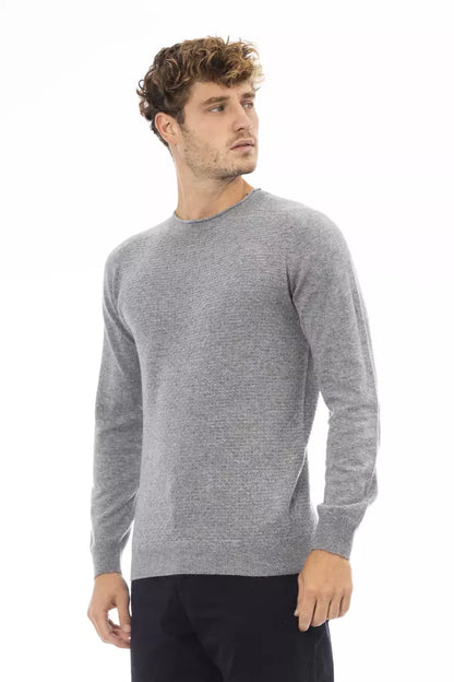 Sleek Gray Crewneck Sweater for Men