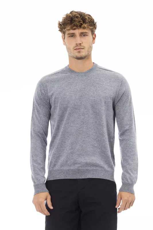 Elegant Light Blue Crewneck Sweater - Alpha Studio