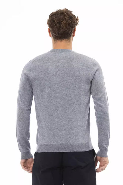 Elegant Light Blue Crewneck Sweater - Alpha Studio