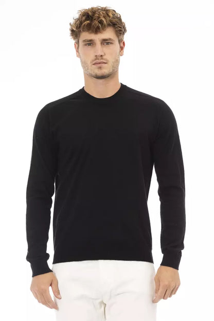 Sleek Black Crewneck Sweater for Elegant Evenings