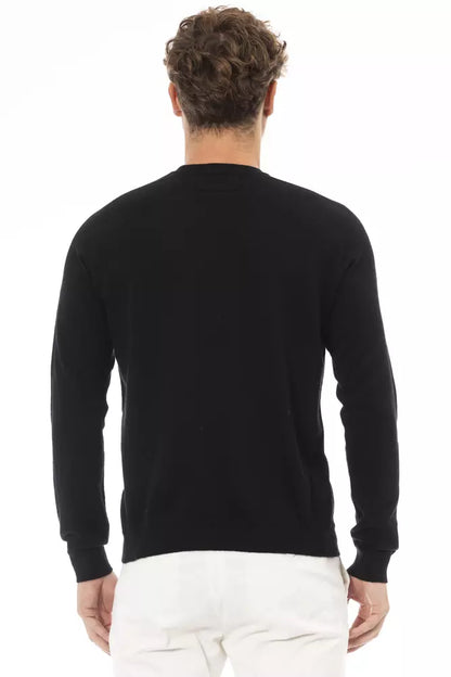 Sleek Black Crewneck Sweater for Elegant Evenings