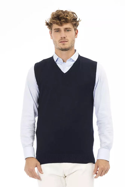 Elegant Blue V-Neck Vest for Men