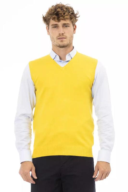 Sleek V-Neckline Yellow Vest