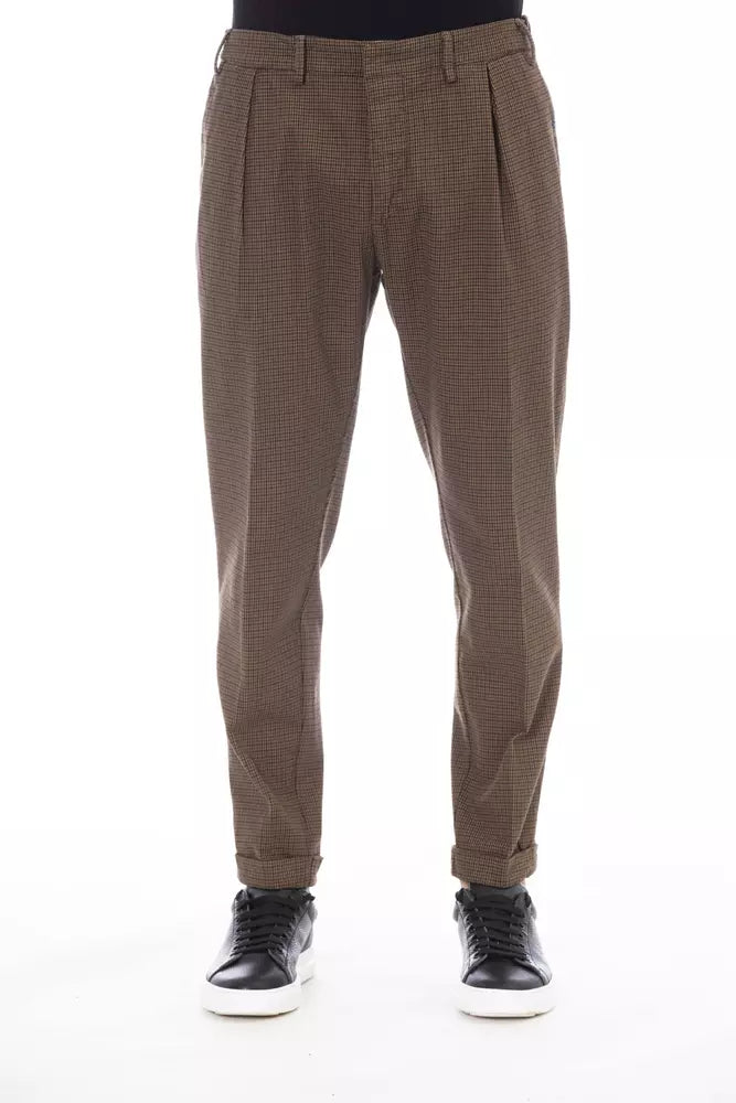 Elegant Brown Cotton Blend Trousers