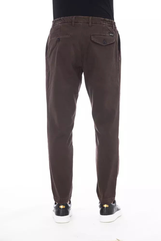 Chic Brown Cotton Blend Trousers