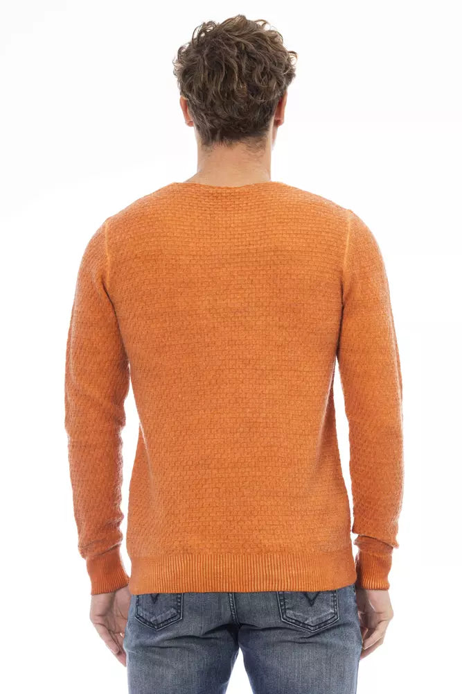 Chic Crew Neck Sweater in Vibrant Orange