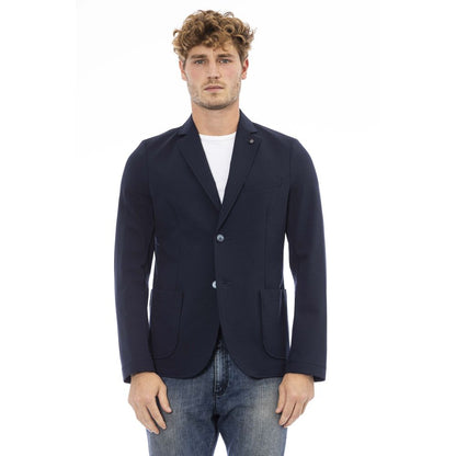 Elegant Blue Fabric Jacket for Men