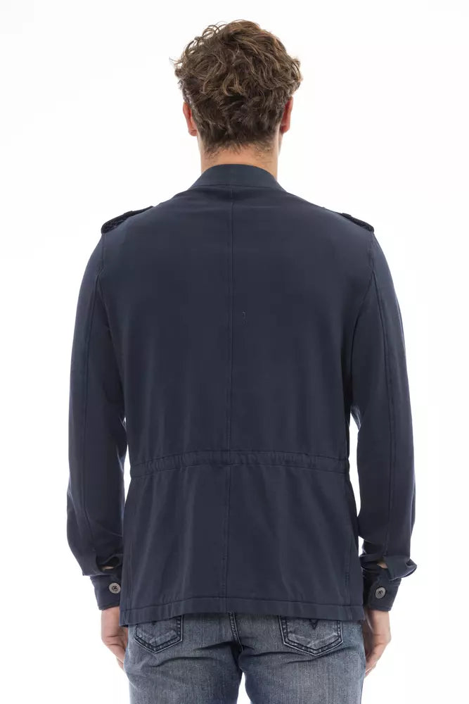 Sleek Cotton Blend Blue Jacket