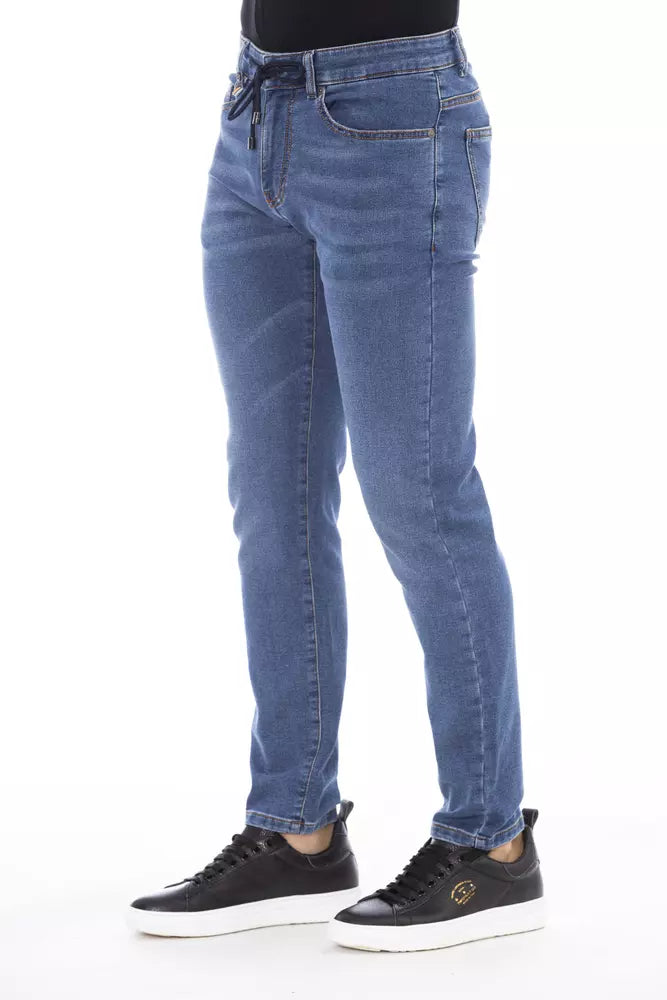 Sleek Buttoned Lace-Up Men's Jeans