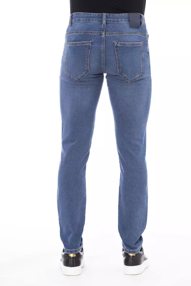 Sleek Buttoned Lace-Up Men's Jeans