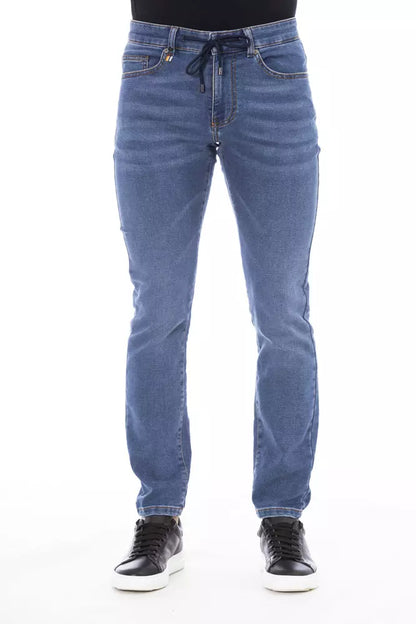 Sleek Buttoned Lace-Up Men's Jeans