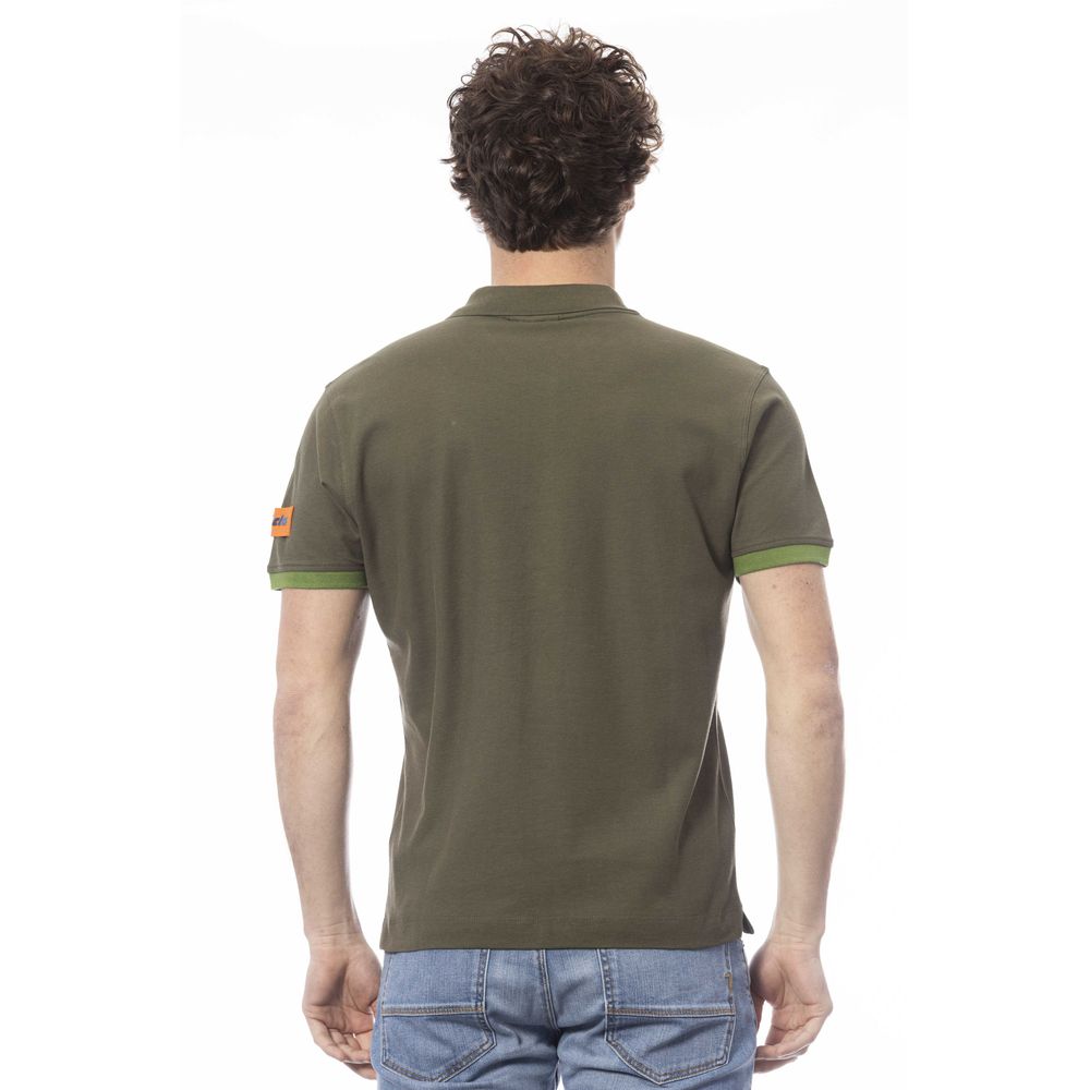 Elegant Green Cotton Polo with Emblem Detail