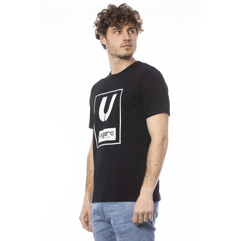 Sleek Black Cotton Crew Neck Tee