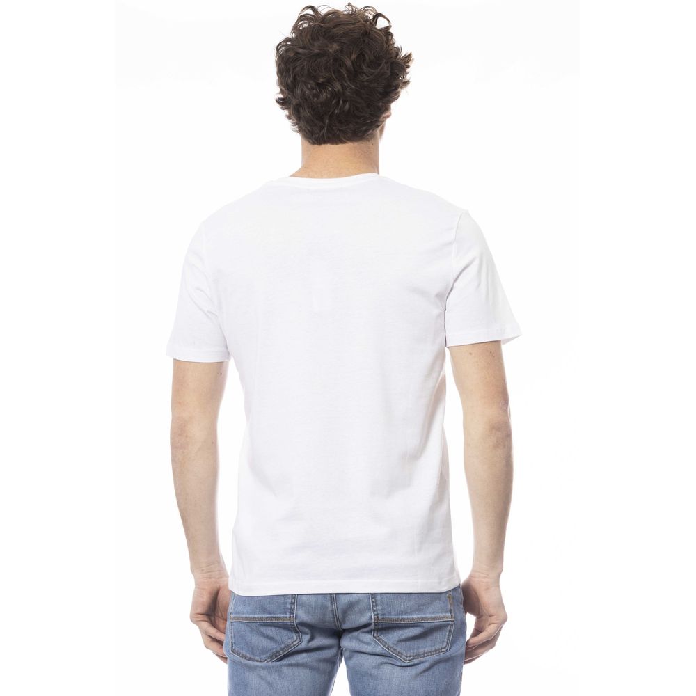 Chic White Cotton Crew Neck Tee