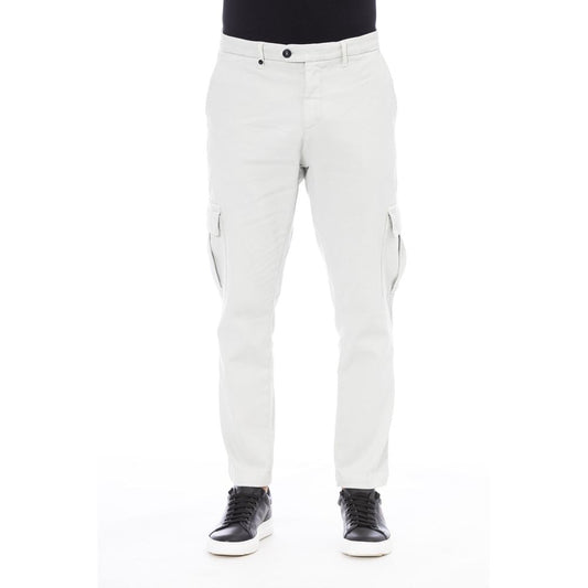 Elegant White Cotton Blend Trousers