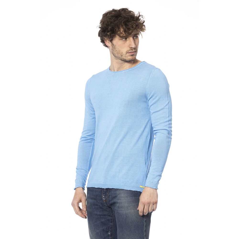 Elegant Light Blue Crewneck Cotton Sweater