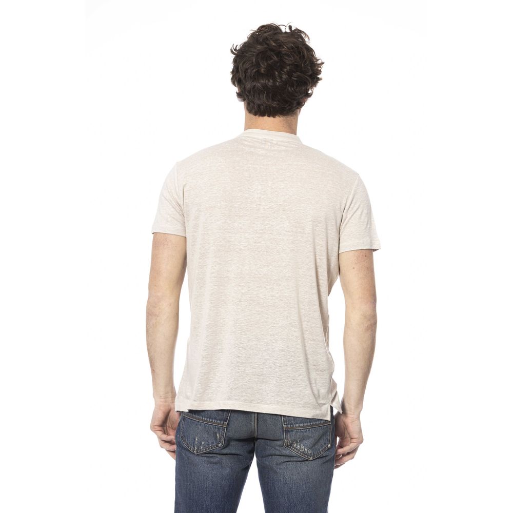 Beige Short Sleeve Linen Sweater