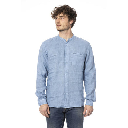 Elegant Linen Mandarin Collar Shirt