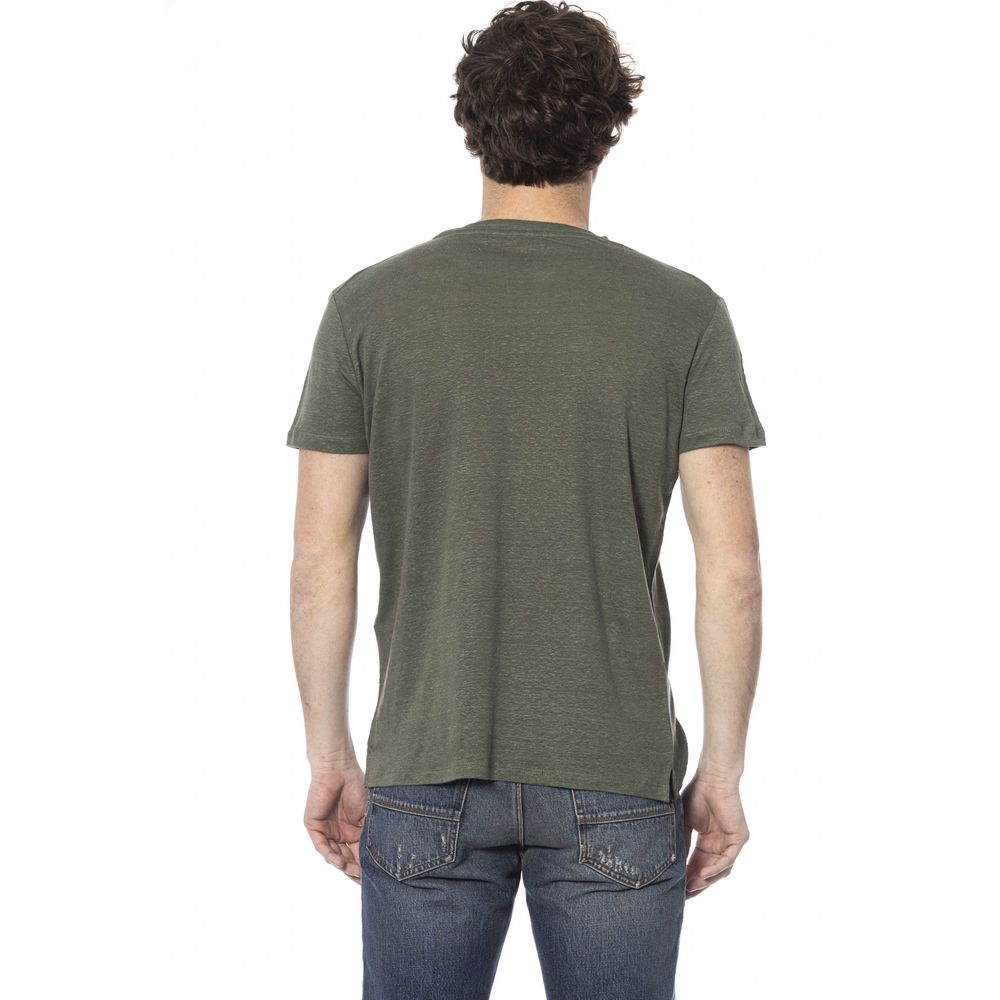 Elegant Green Crew Neck Cotton Tee