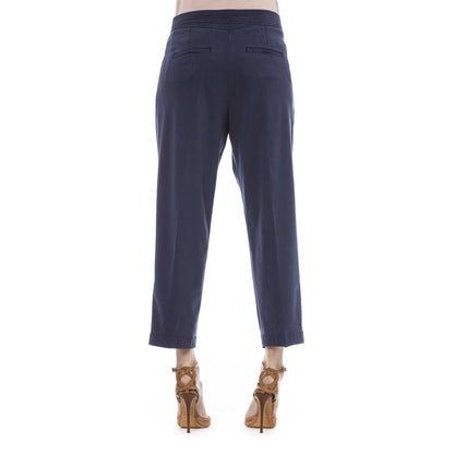 Elegant Blue Trousers with Chic Pocket Detail