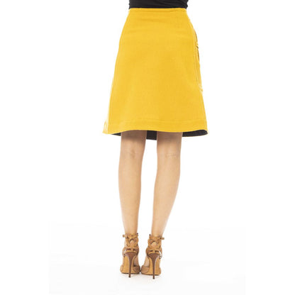 Elegant Yellow Wool-Blend Skirt