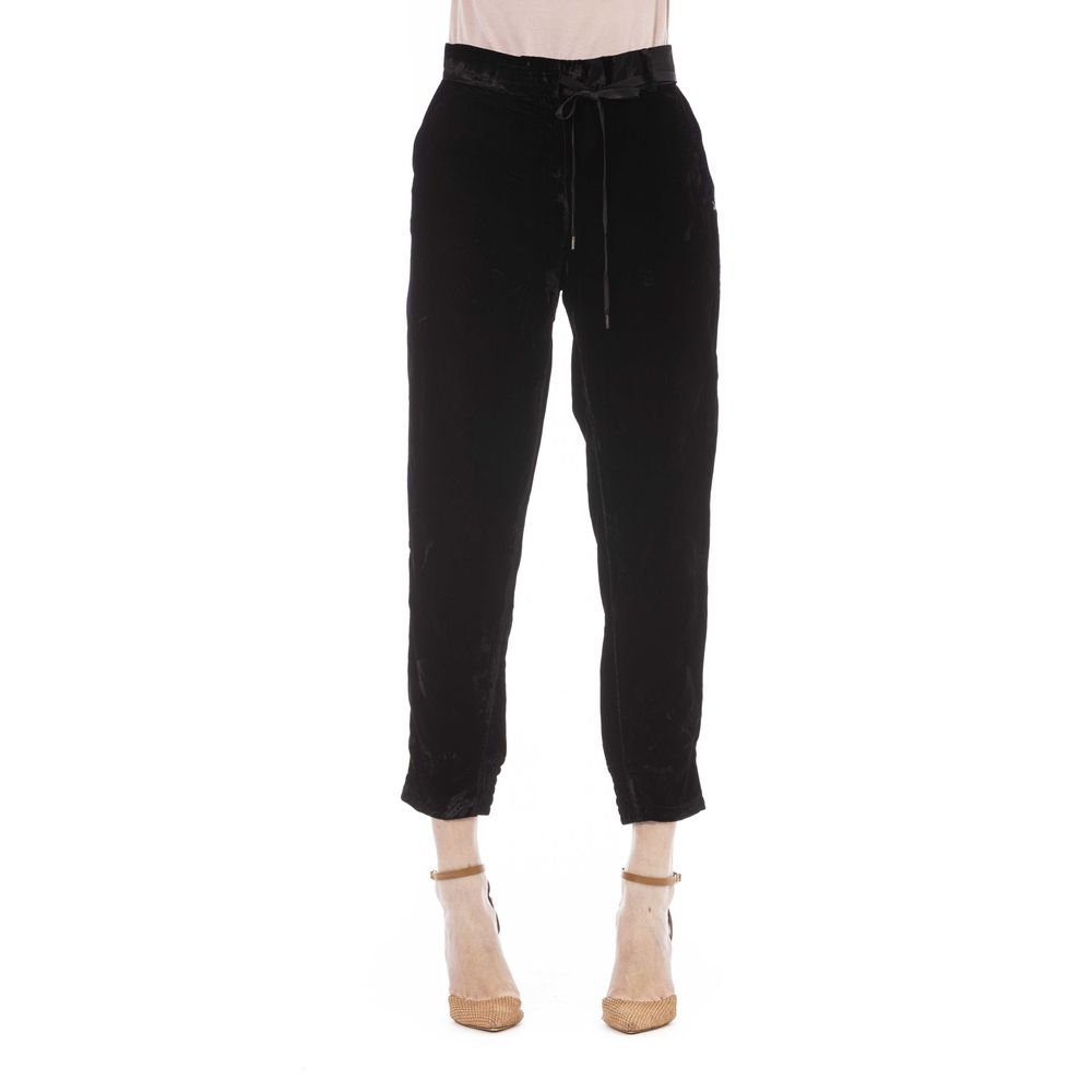 Elegant Lace Trimmed Viscose Pants