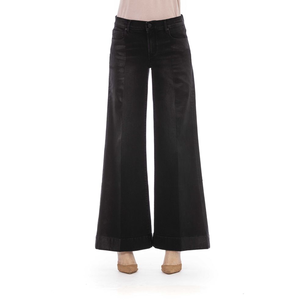 Elegant Palazzo 5 Pocket Black Jeans