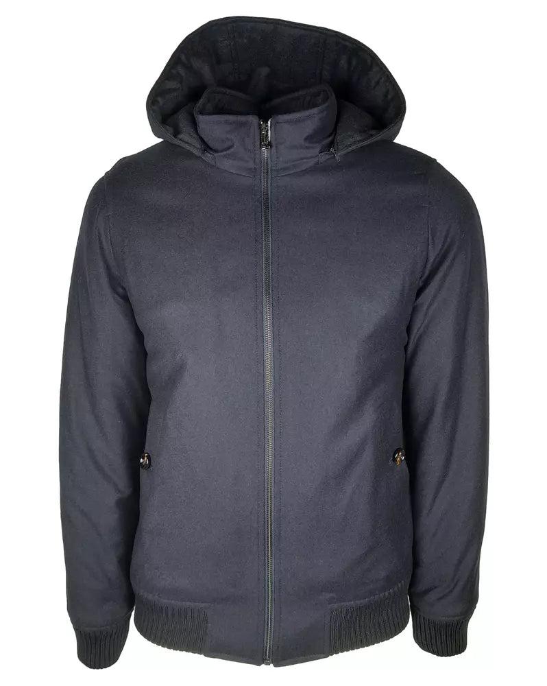 Elegant Wool-Cashmere Men's Jacket with Hood