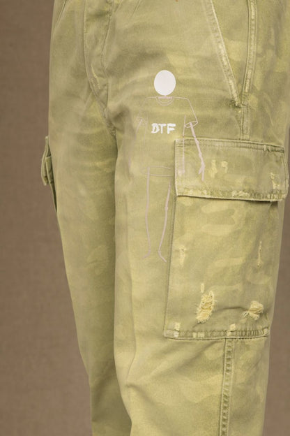 Military Green Mid-Waist Designer Jeans