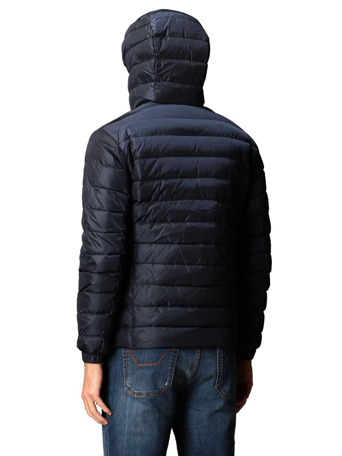 Gentleman's Blue Nylon Down Hooded Jacket