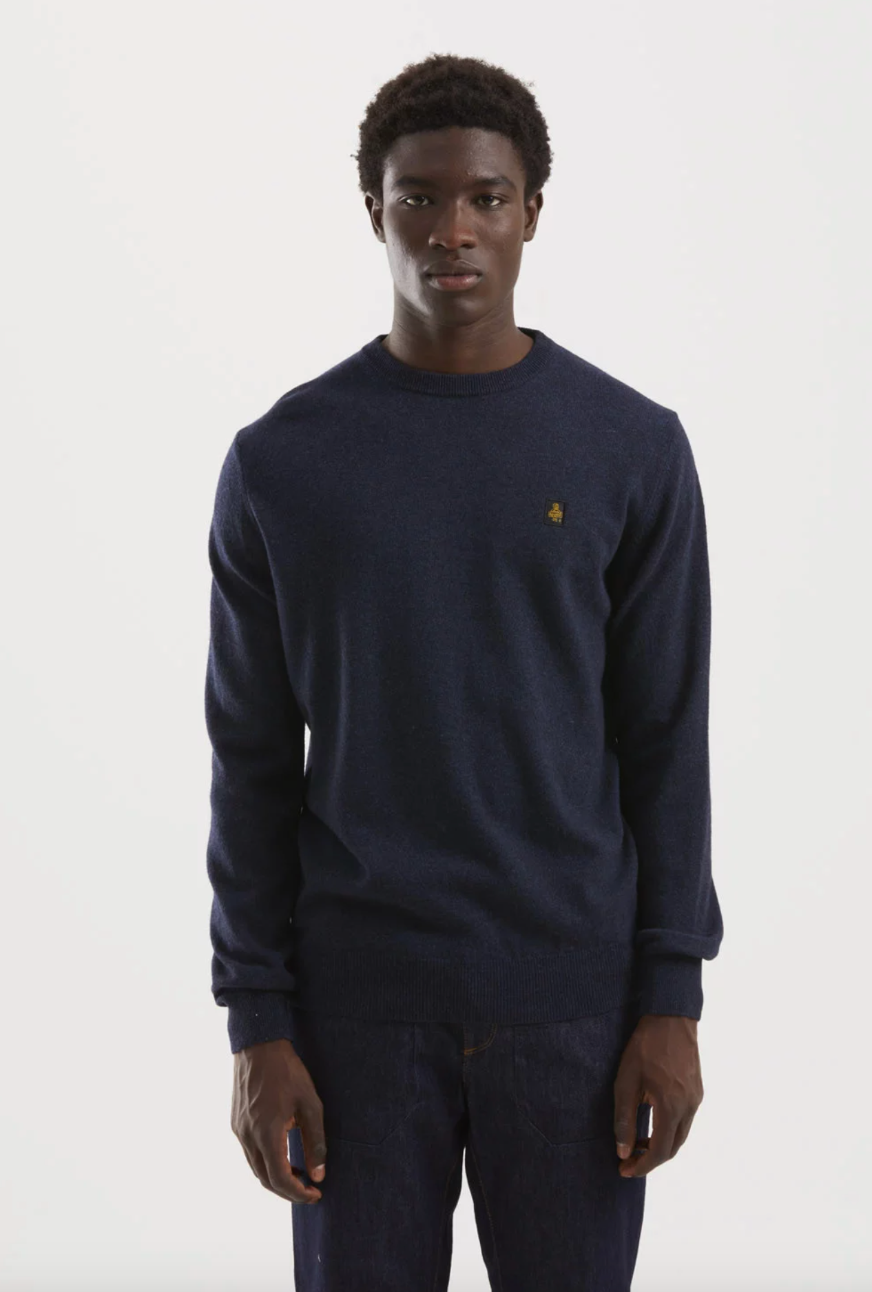 Elegant Blue Virgin Wool Blend Sweatshirt