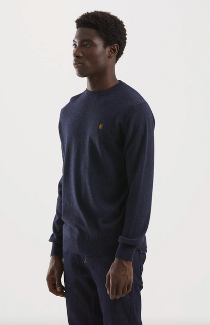 Elegant Blue Virgin Wool Blend Sweatshirt