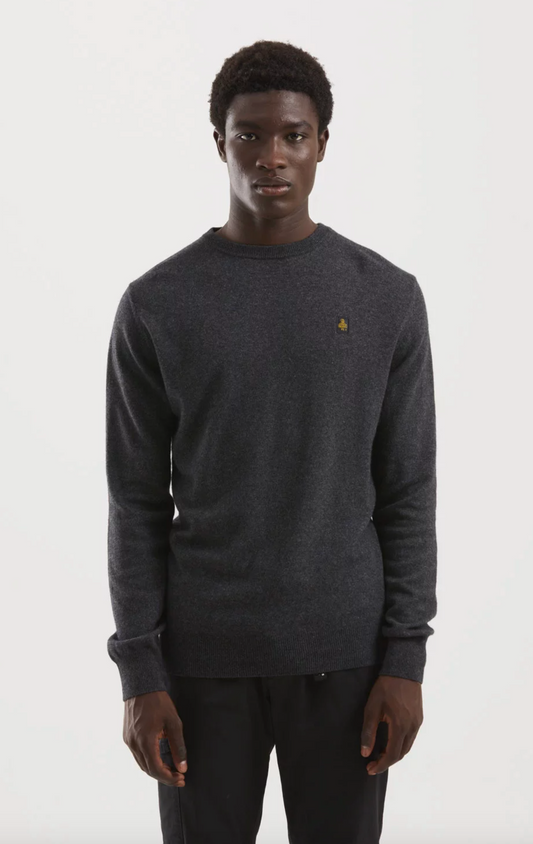 Elegant Grey Wool-Blend Roundneck Sweatshirt