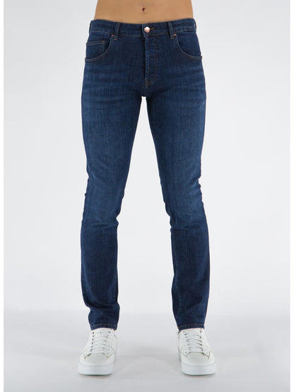 Elegant Dark Blue Cotton Stretch Jeans