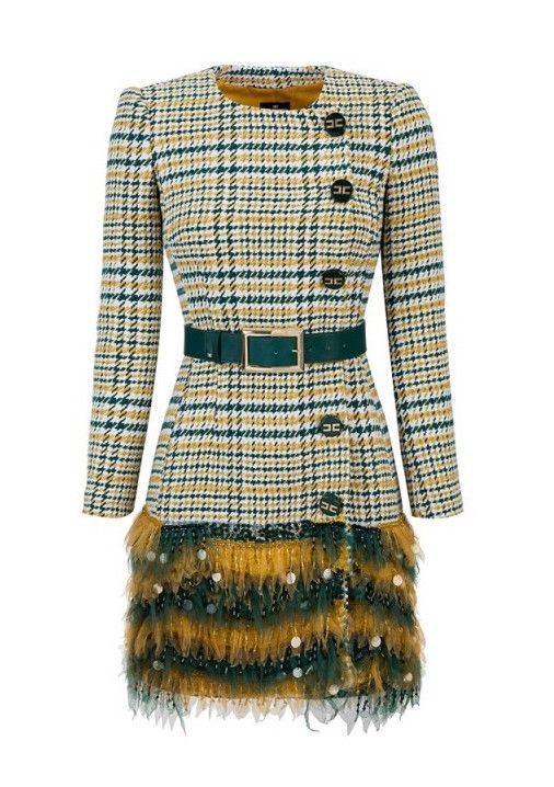 Chic Tartan Ecoleather Belted Dress