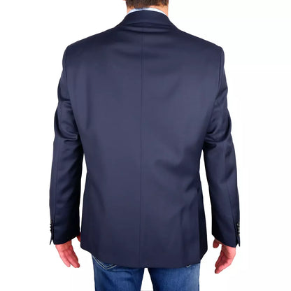 Elegant Virgin Wool Men's Suit - Blue