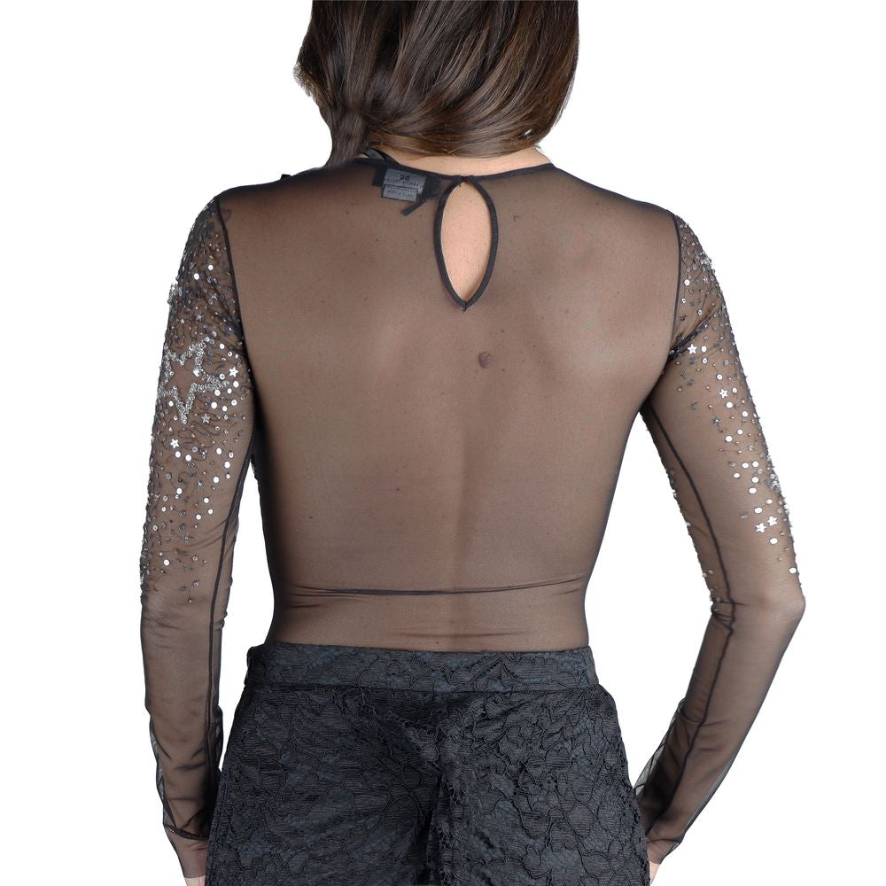 Chic Sequined Semi-Transparent Body Top